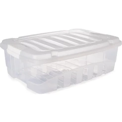 Caixa Organizadora com Tampa Plástico Incolor Plasútil 37 L