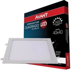 Plafon Painel De Led Quadrado Embutir 30w 40x40cm Branco Frio 6500k Original Avant Iluminação