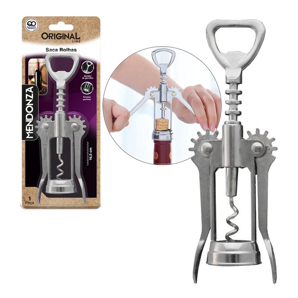 Saca Rolhas Borboleta Abridor De Garrafa Vinho Cerveja Inox Casa Bar Cozinha