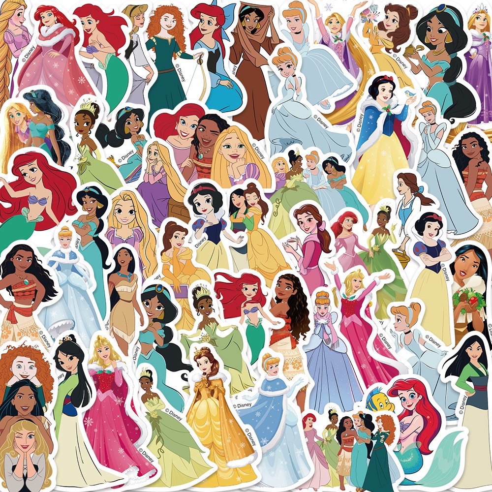 (Aized) Coleção De Princesas Disney 50 pcs Autocolantes Em PVC À Prova D'água Para A em Oferta na Shopee
