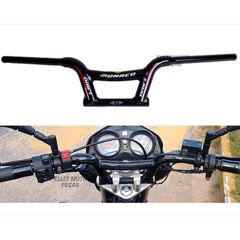 Guidão Esportivo De Moto Drift Guidon Baixo Original Monaco preto brilhante