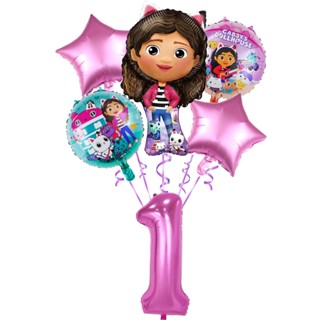 Gabby Dollhouse Gatos Decoração De Aniversário 32 Polegadas Conjunto De Balões Rosa Suprimentos Menina Festa De Feliz