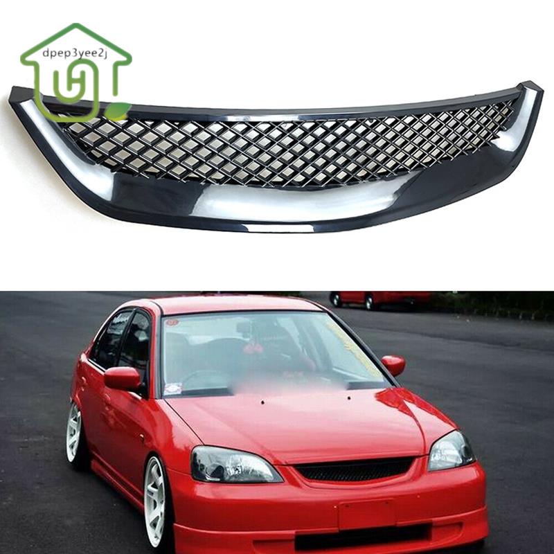 Grelha De Motor Frontal Preta Brilhante Corrida Para Honda Civic JDM Tipo R 2001-2003 2DR/4DR EM/ES