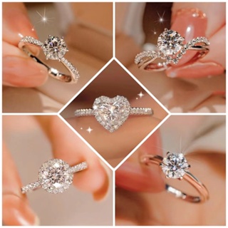 S925 Anel De Prata Moissanite Anéis De Moda Feminina Casamento Cincin Ajustáveis em Oferta na Shopee