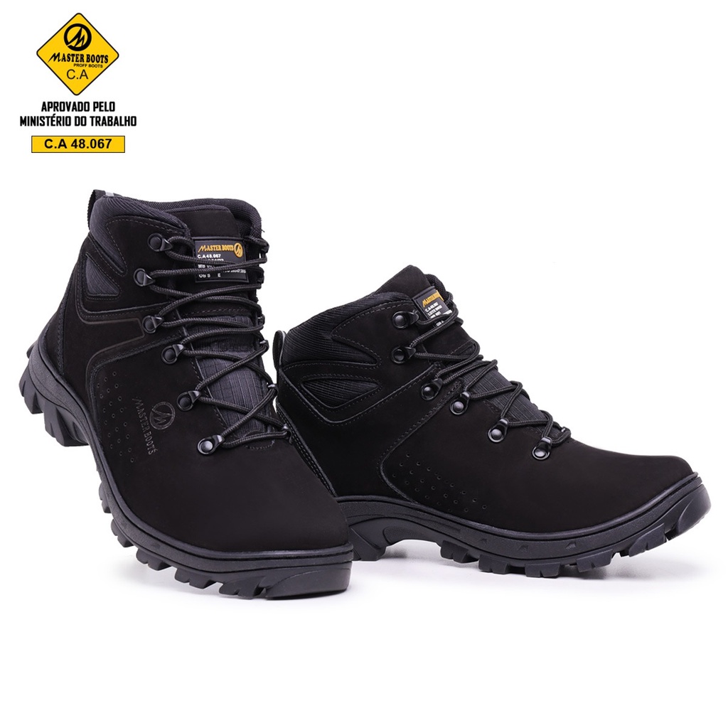Bota Masculina Coturno Masculino Arizon EPI Couro Legítimo CA Black