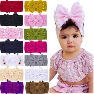 Laço De Cabelo Infantil Dupla Camada Faixa Estilo Bebê Cor Sólida Cabeça Fuzzy Ball Edge Bow Top Cuft