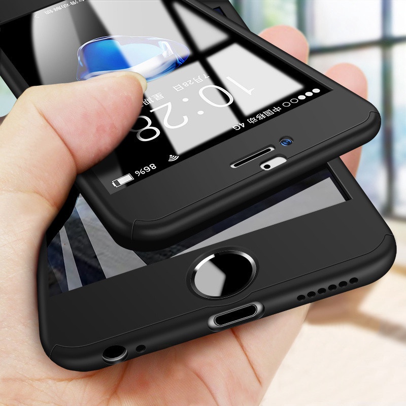 360 proteção frontal corpo inteiro + volta (shell duro) estojo à prova de choque para iPhone Xs Max X XR 6 6S 7 8 Plus