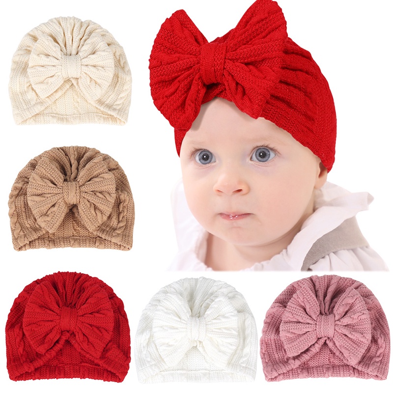 Grande Nó De Laço Baby Tricotado Fita De Cabeça De Bebê Cor Sólida Respirável Turban Infantil Macia em Oferta na Shopee