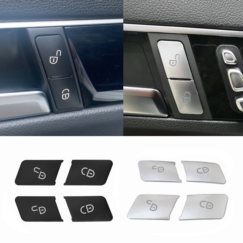 Fechadura Da Porta Do Carro Botões De Desbloqueio Lantejoulas Decoração Capa Adesivos Guarnição Apto Para Mercedes Benz