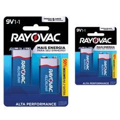 Pilha Alcalina 9V Rayovac Bateria 9 Volts 6LR61 6F22 kit 4 unidade