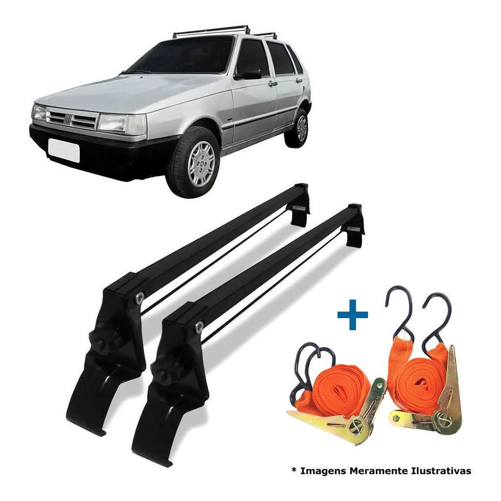 Rack Teto Fiat Uno Mille 4 Portas 84 A 13 + 2 Cintas Catraca em Oferta na Shopee
