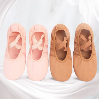 Sapatos De Dança De Ballet Para Meninas De Lona Esticada Elástica De Tecido Profissional