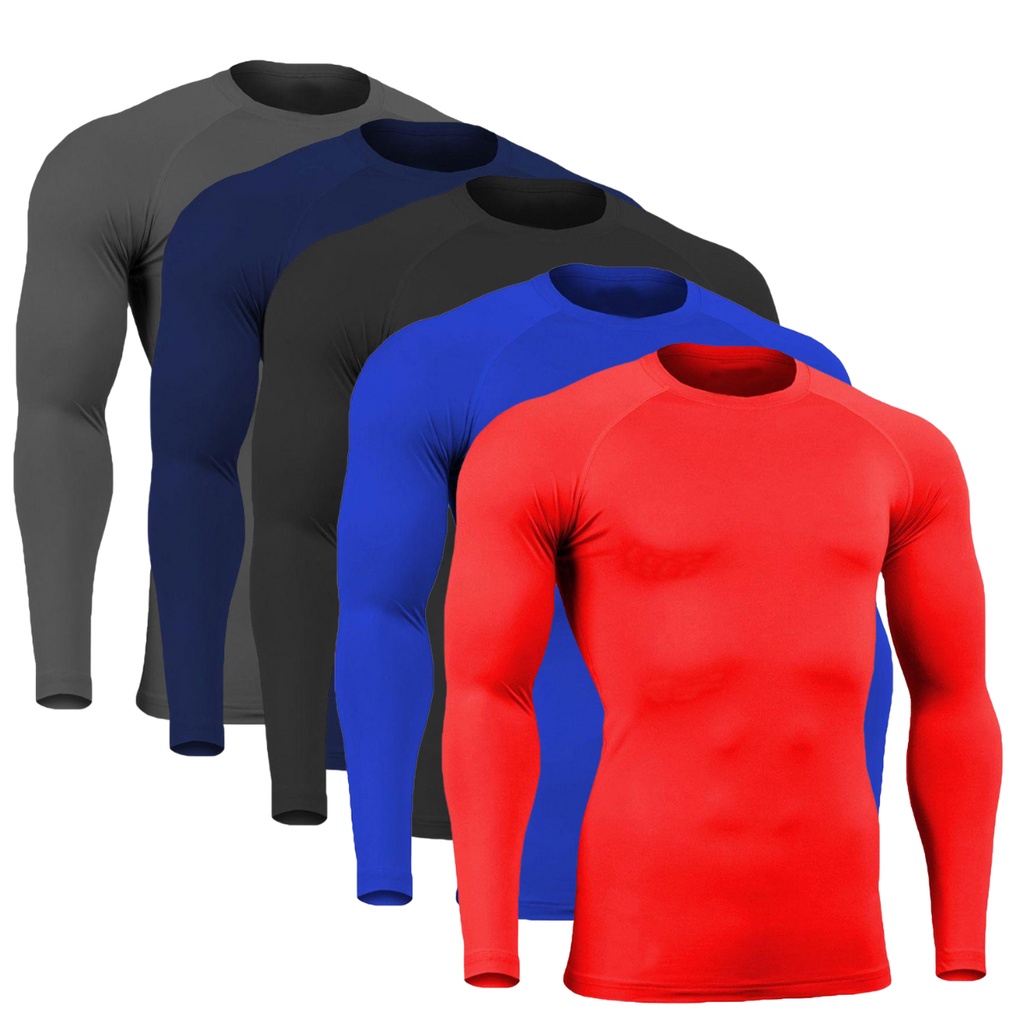 Kit 5 Blusas Térmicas JSM Poliéster Manga Longa Proteção UV Masculina