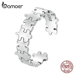 Bamoer 925 Anel De Abertura De Prata Com Puzzle Novo Design Jóias De Moda Para Mulheres SCR925
