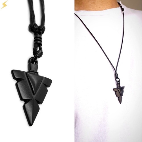 Colar Pingente Ponta De Flecha Bijuteria Cor Preto