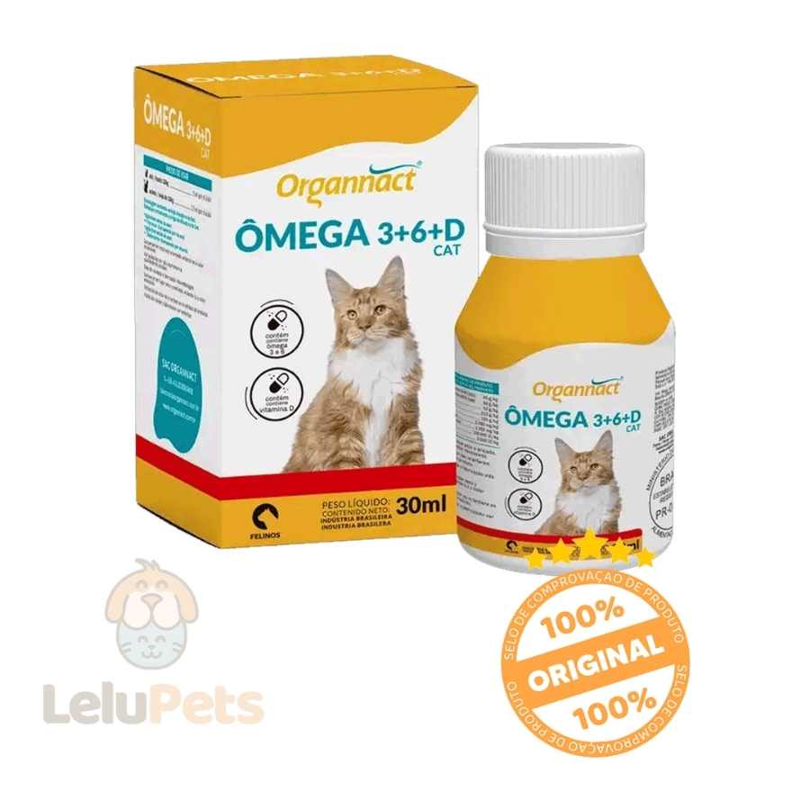 Suplemento Ômega 3 6 D Cat Gatos Organnact 30ml Vitamina D Óleo De Peixe