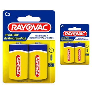 Pilha Zinco C Rayovac Bateria Carvão Média LR14 Amarelinha kit 4 unidades em Oferta na Shopee
