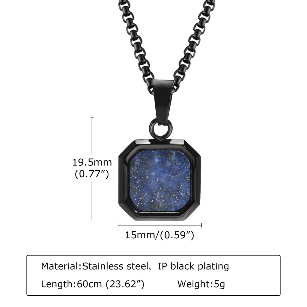 Vnox Fashion Colar Quadrado Masculino 15mm, Pingente Geométrico De Pedra Natural Com Corrente De Caixa, Casual Starry Sky · foto 2