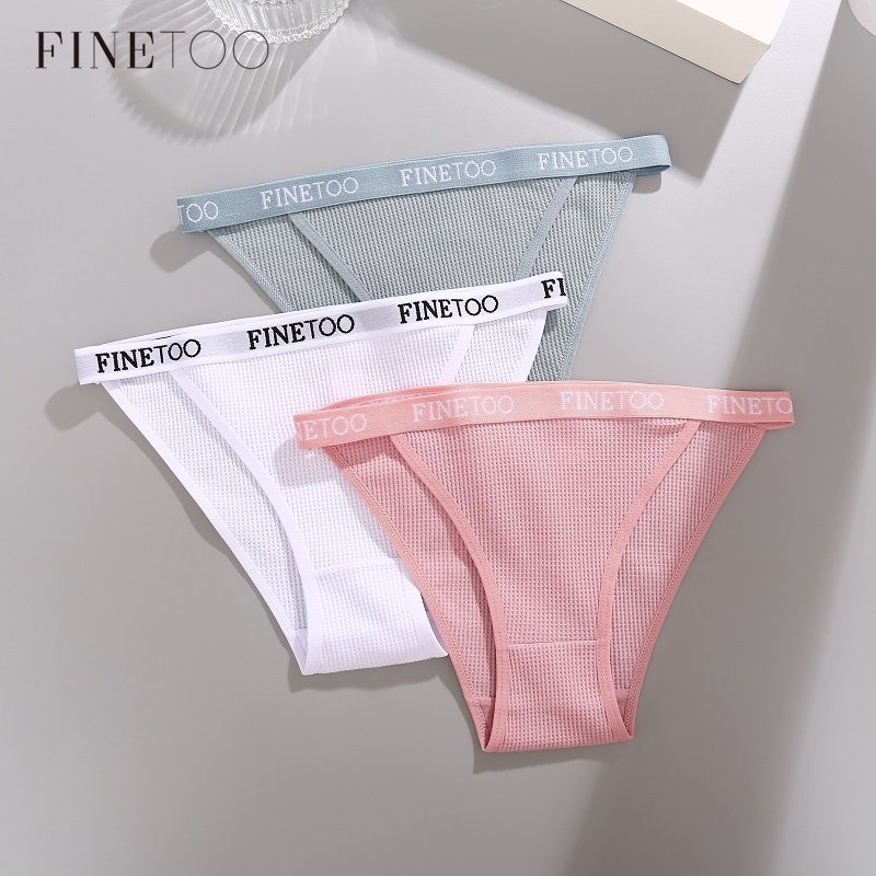 FINETOO Calcinha Feminina De Algodão Lingerie Respirável Para Meninas De Cintura Baixa Waffle Sólida 10 Cores S-XL - Women Clothes