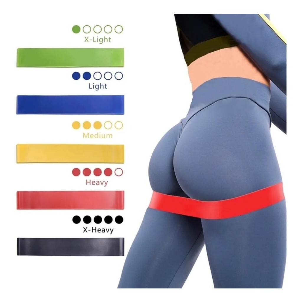 Kit 5 Faixa elástica Thera Mini Band Fisioterapia Multifuncional Crossfit Yoga Musculação