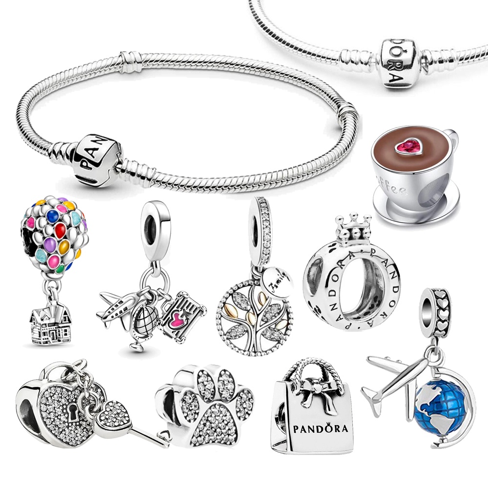Pandora Pulseira Clássico Berloque Corrente Prata 925 Charme Charms Joalheria DIY