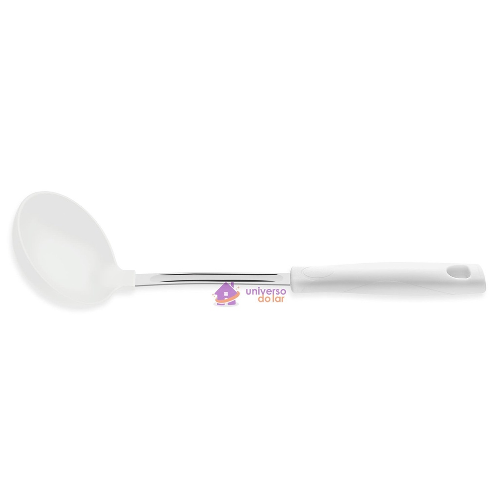 Concha Tramontina Bojo de Nylon Haste Inox e Cabo Branco Tramontina