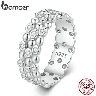 Bamoer 925 Prata Luxuoso Anel De Feijão Multicamadas Moda Para Mulheres BSR407