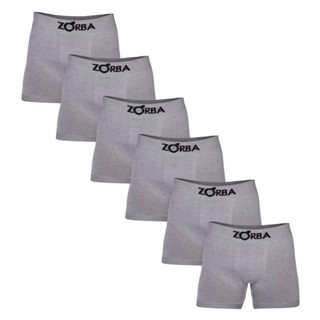 Kit 6 Cuecas Boxer Zorba Algodão Cinza Sem Costura 781