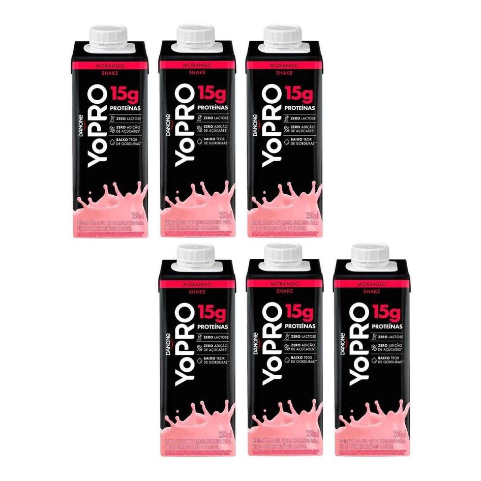 Yopro Danone Morango 15g De Proteína 250ml - 6 Unidades