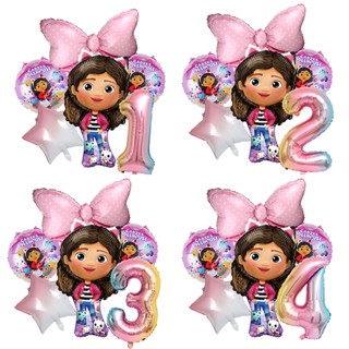 6Pcs Gabby Dollhouse Cat Balloon Girls Feliz Aniversário Decoração De Festa De 32 Polegadas Número Balão Baby Shower supplies Kids Balls