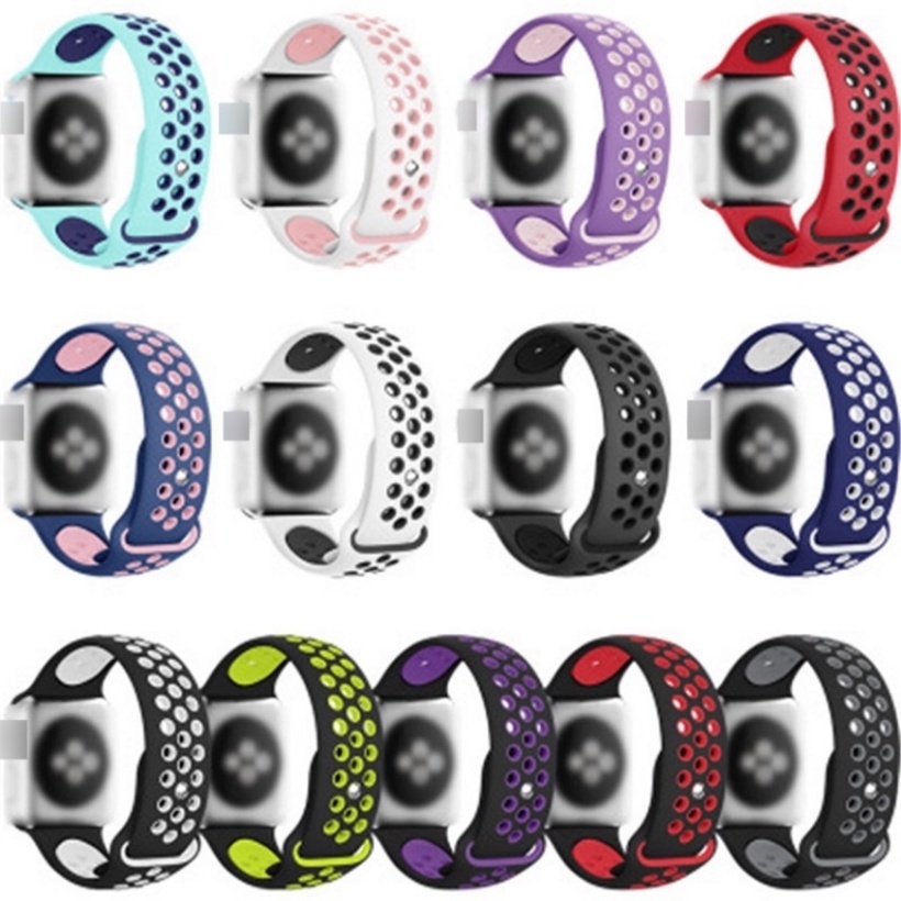 Pulseira Esportiva De Silicone Flexível Para Apple Watch Ultra SE 8 7 Series 49mm 45MM 44mm 41mm 40mm Duas Cores Correia De Ventilação TPU Inteligente iWatch 6 5 4 3 2 1 42MM 38MM