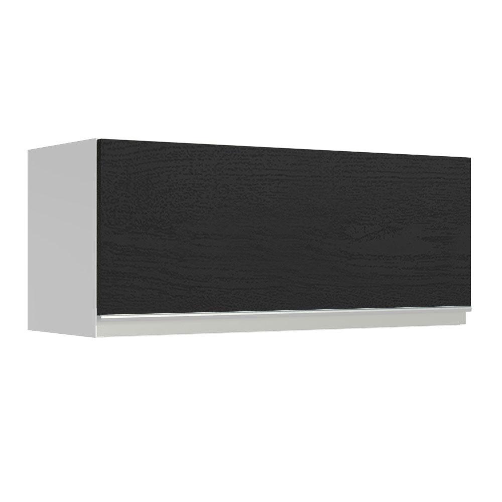 Armário de Cozinha Aéreo 80 cm 1 Porta Branco/Preto Glamy Madesa - Home & Living