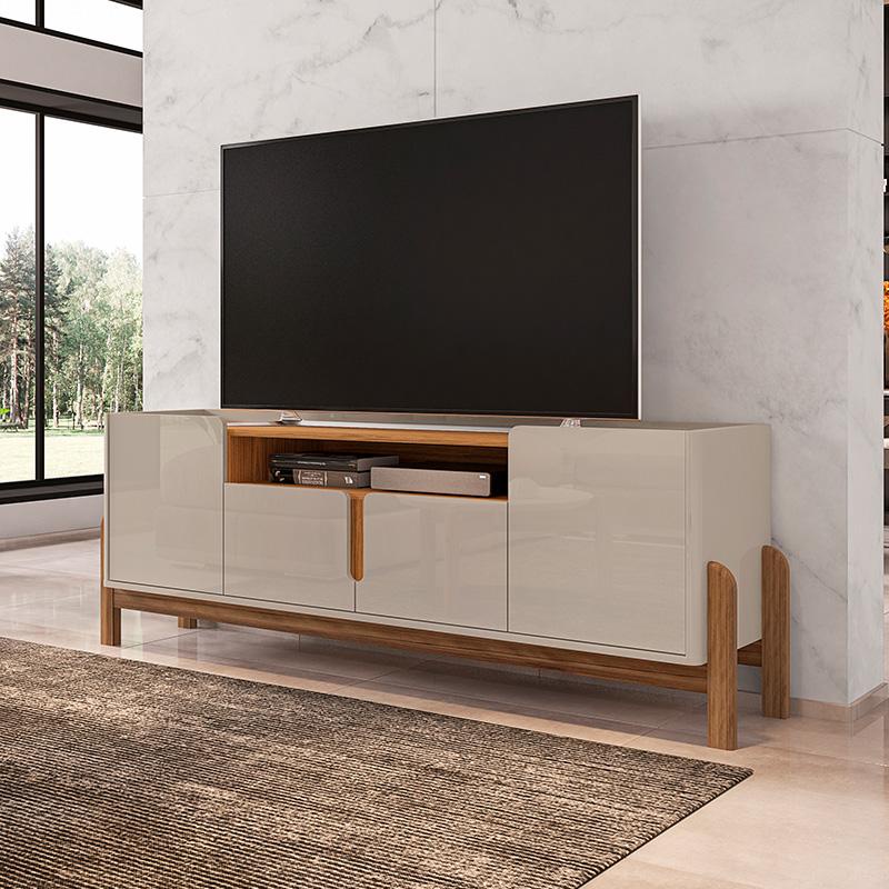 Rack Sala Lizz 190 Com 4 Portas Soft-Close e Pés de Madeira em Oferta na Shopee