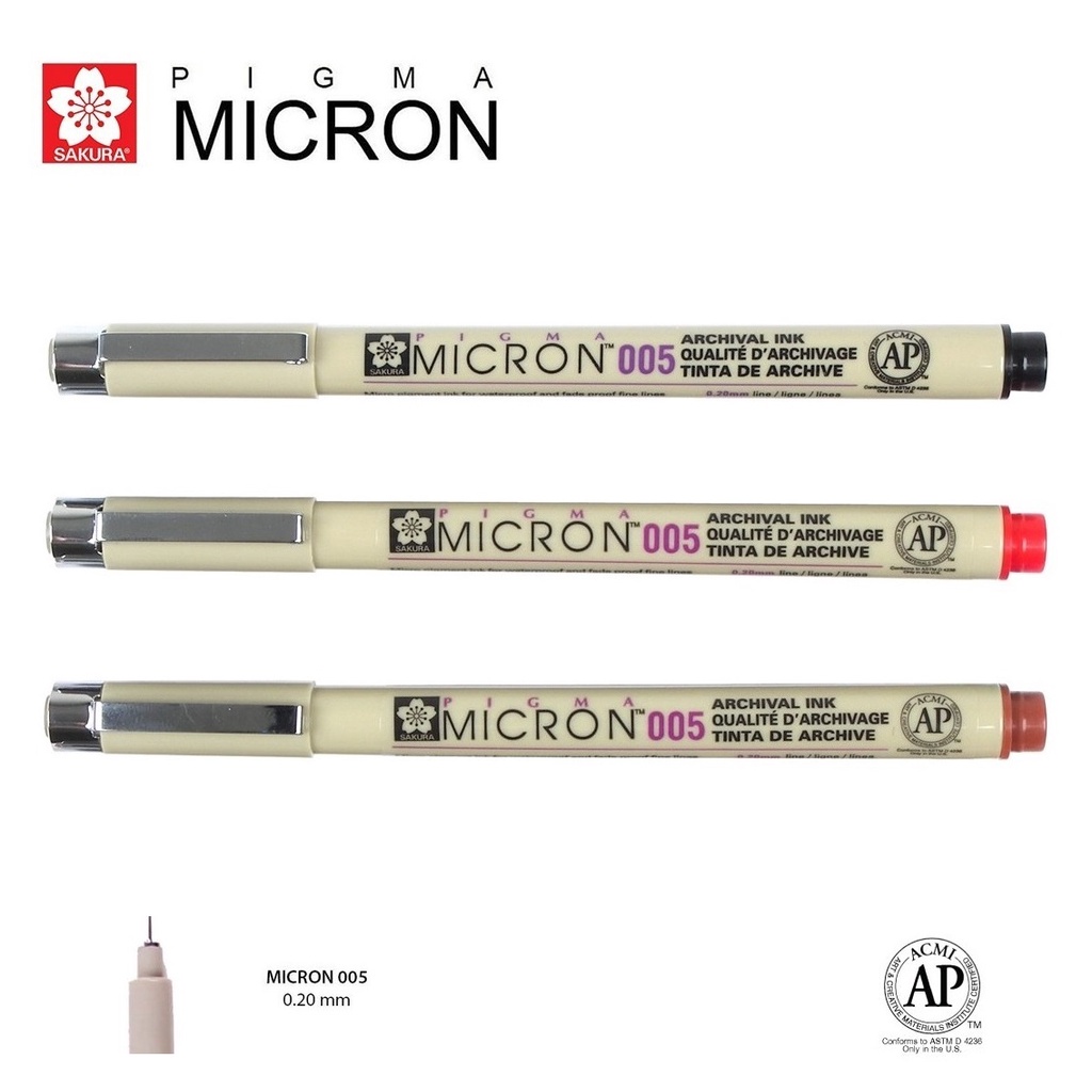 Caneta Nanquim Pigma Micron Sakura 005 Kit C/ 3 Cores
