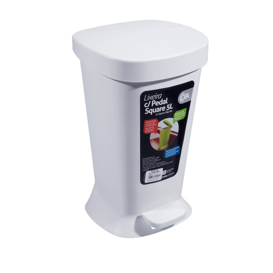 Lixeira Com Pedal Coza Square 5 Litros Branco