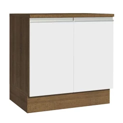 Balcão Armário de Cozinha 80 cm 2 Portas Rustic/Branco Glamy Madesa