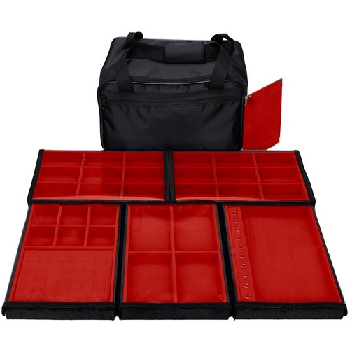 Bolsa Porta Joias 5 Bandejas Organizadoras Média Completa para Joias Bijuteria Viagem Guarda Joia Alt