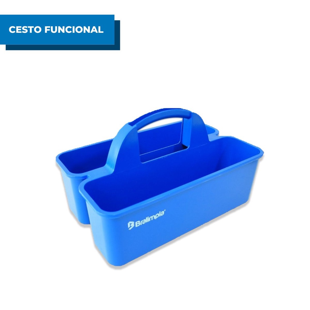 Cestinha Cesto Funcional Azul Organizador de Produtos de Limpeza Acessórios Obra Alça Multifunção