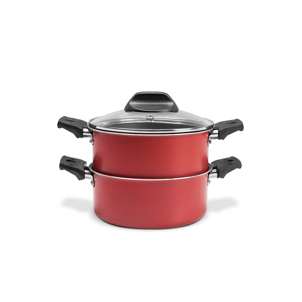 Panela Cozi Vapore 4 Em 1 Caçarola Cuscuzeira Escorredor - Brinox Especiarias Ruby 16 cm Cereja