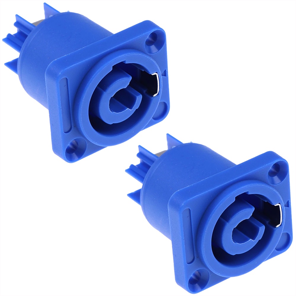 Kit 02 Conector Speakon Painel Femea Powercon 3 Vias Azul
