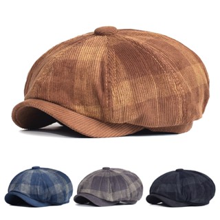 Chapéu Newsboy De Outono Inverno Xadrez Grosso De Veludo Boina Homens Mulheres Inglaterra Gatsby Retro Driver Boné Plano
