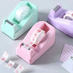 Suporte Fita Adesiva Durex Pequeno De Mesa Washi Tape Rosa Lilás Verde Cores Candy Papelaria Fofa