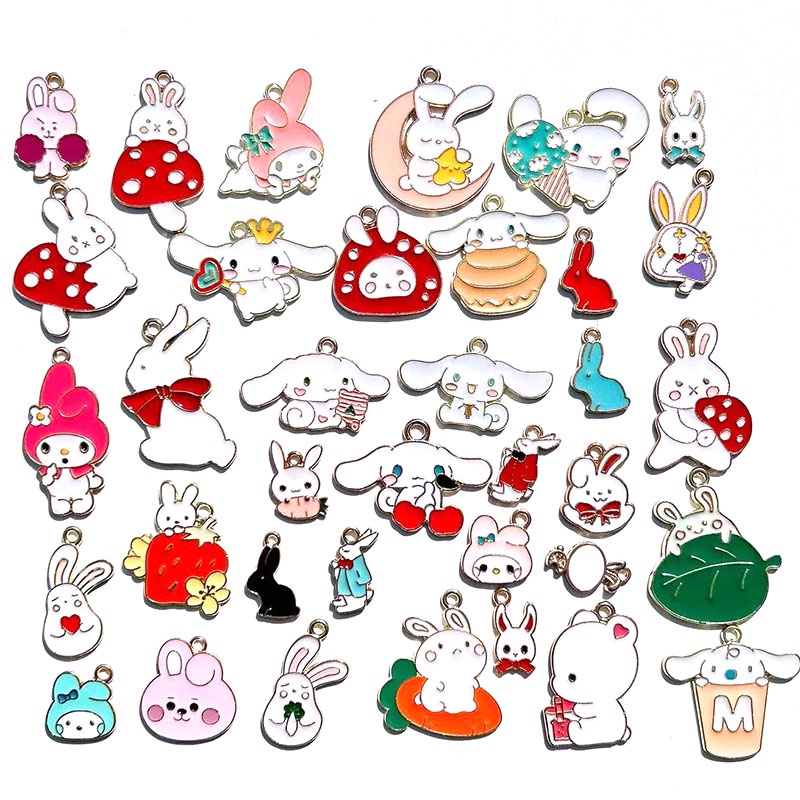 10pcs Pingente De Liga De Óleo Esmalte Coelho Diy Colar Pulseira