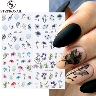 Adesivos De Unhas De Folha De Flores De Tinta Transferência De Água Floral Decalques Decoração De Arte De Unha Ferramentas De Manicure