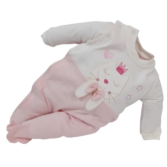 Macacão Longo Luxo Bebê Menina Chuquinha Baby Bordado 88002