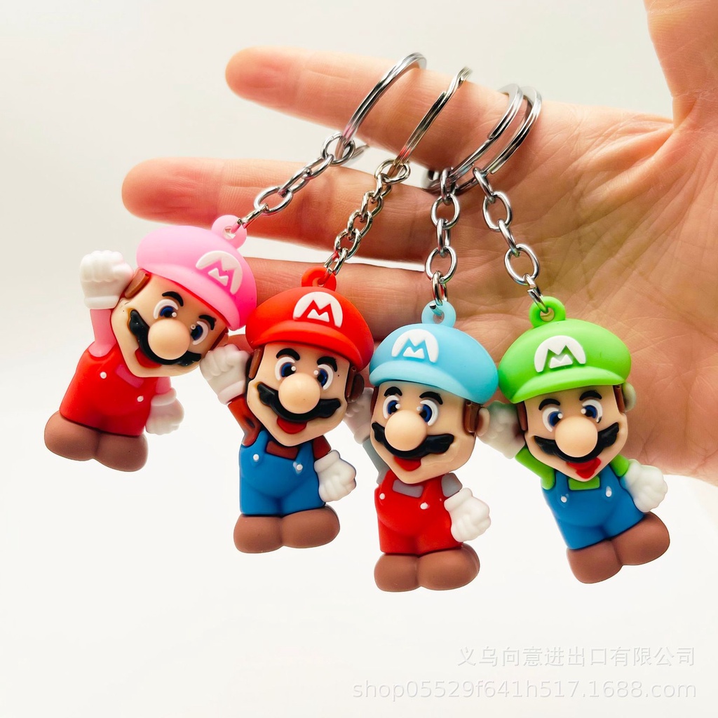 Chaveiro Super Mario Bros Boneco PVC Keychain Boneca Keyring Pingente
