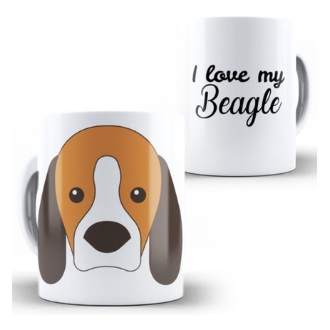 Caneca Xícara I Love My Beagle Cachorro Pets Porcelana