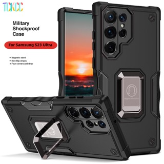 Capa Armadura Anti-Impacto Para Samsung S23 S22 Plus Ultra Carro Bandeira De Grau Militar Suporte Magnético Traseira Do Telefone