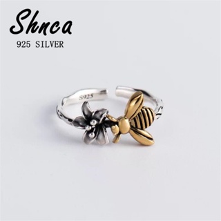 Retro Artesanal 925 Flor De Abelha De Prata Esterlina Aberta Anel Feminino LR244 em Oferta na Shopee