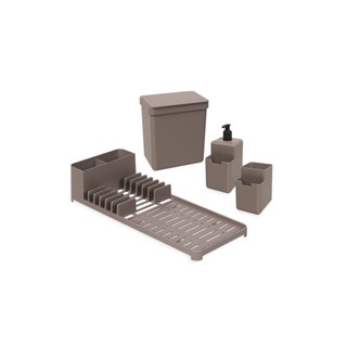 Kit Organize Sua Pia Coza Single - 4 Peças - Warm Gray e Vermelho Bold